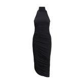 Black Acetate Casual Dress